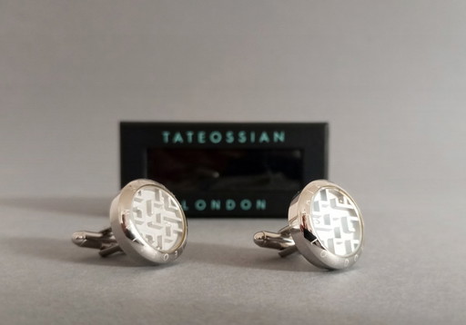 Rare Tateossian London vintage designer luxury 'Maze Asymetric' cufflinks 1990s