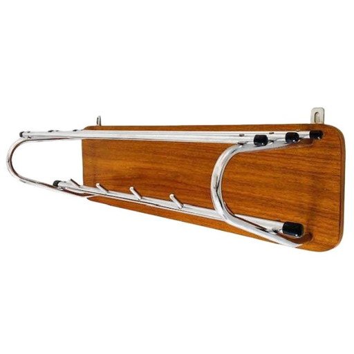 Porte-manteau design danois teck chromé vintage 1960s