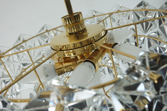 Image 1 of kinkeldey mid century kronleuchter pendelleuchte kristallglas und vergoldetes metall