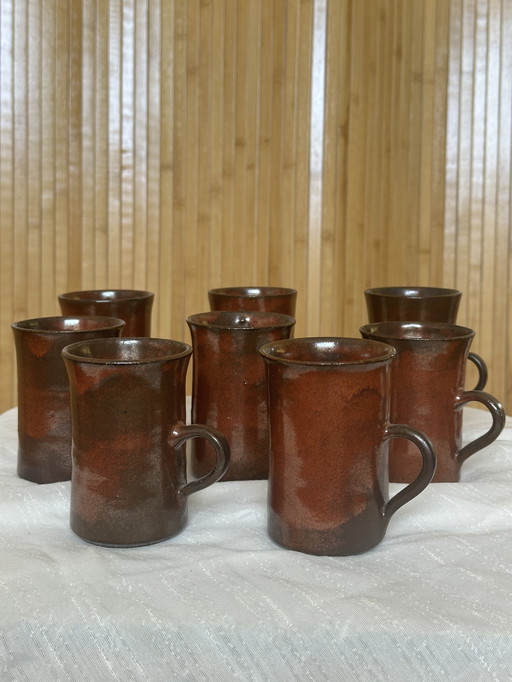 Juego de 8 tazas de café de cerámica vintage de Carry Heessen