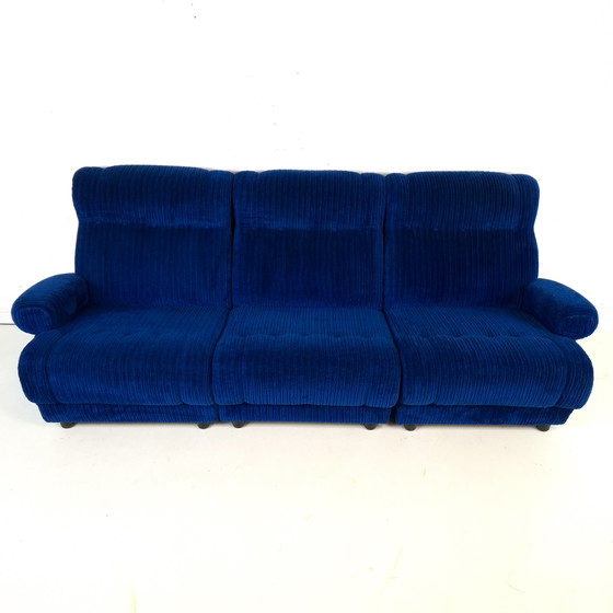Image 1 of Vintage modulaire bank 3 delen koningsblauwe corduroy stof