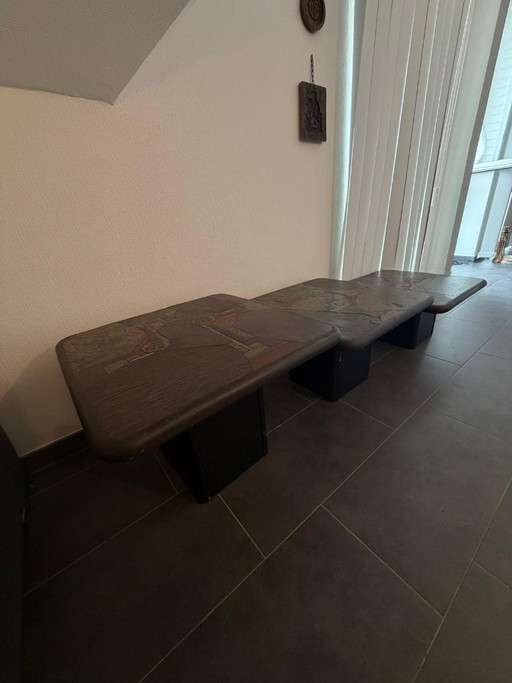 3-Teiliges C. Kneip Tisch-Set Von 1991 – Brutalismus / Design – 3.900 € VB – bijzettafels, Copper (photo 2 of 5)