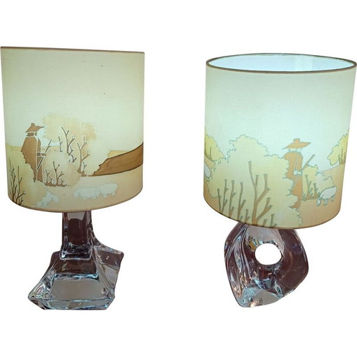 Vintage Daum crystal table lamp, France 1970