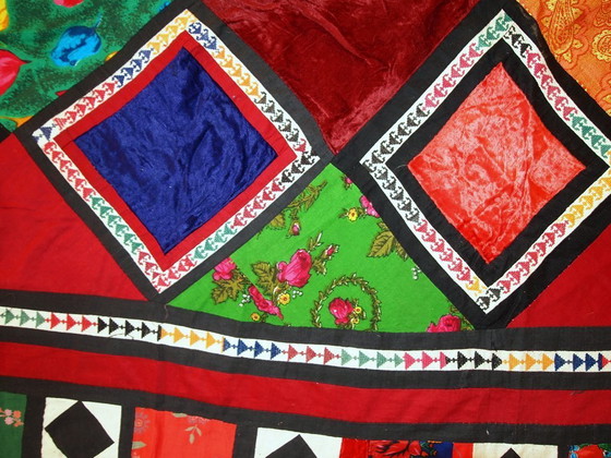 Image 1 of Handmade Vintage Uzbek Suzani Patchwork Kilim 4.3' x 7.5' (129cm x 227cm), 1960s - 1C46