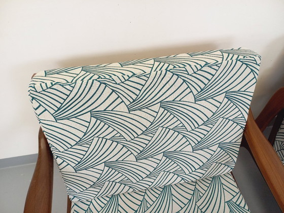 Image 1 of Pair of vintage Scandinavian armchairs by Arne Wahl Iversen for Komfort in teak and fabric from the 60s