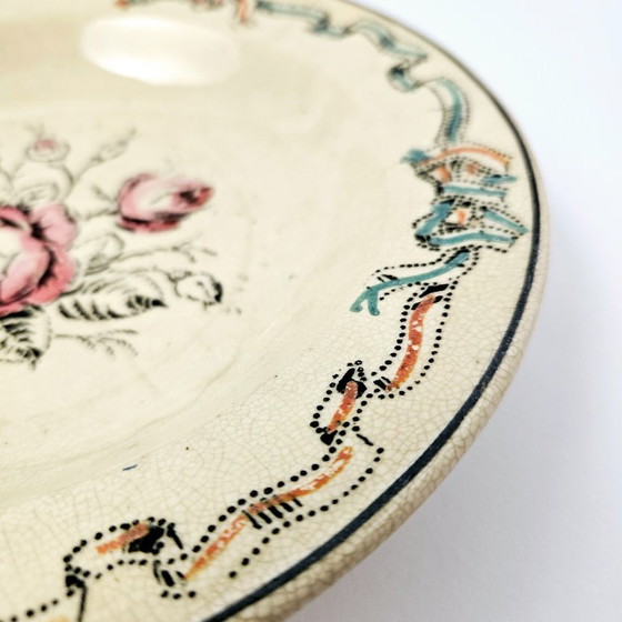 Image 1 of Antique August NOWOTNY ALTROHLAU Wall Deep Plate From Bohemia | Very Old Porcelain Hand-painted Floral Hanging Plate From 1890s 