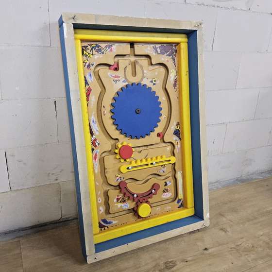 Image 1 of Pannello da parete in legno vintage con gioco McDonald's e specchio ridente