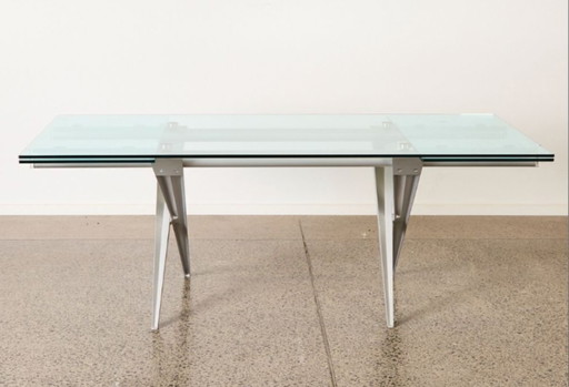 Italian design extendable glass dining table
