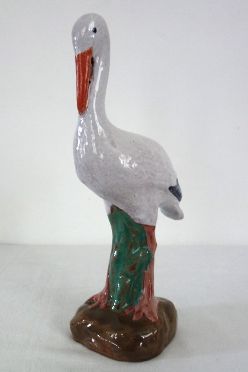 Vintage ceramic stork from the 1950s/60s