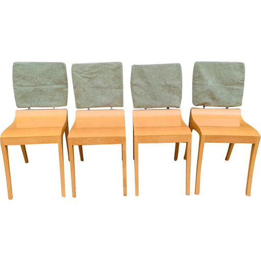 Set di 4 sedie vintage in legno "Finn" per Ligne Roset, Francia 1990