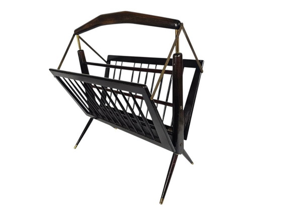 Image 1 of Cesare Lacca - Design italiano - Porta riviste - legno laccato - ottone - anni '50