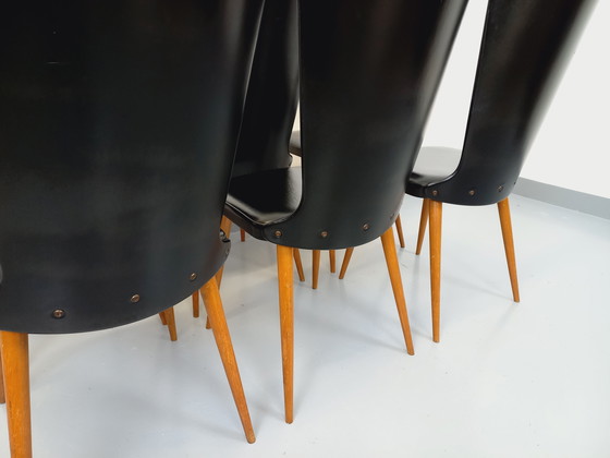 Image 1 of Set di 6 sedie vintage Baumann Essor in legno di faggio e skai degli anni '60