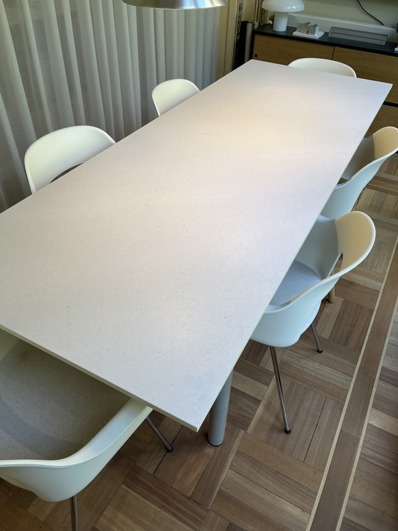 Image 1 of HAY Annex Overhang Tafel 240 x 90 cm mit cremefarbenem Baumwollblatt + eloxierten Beinen