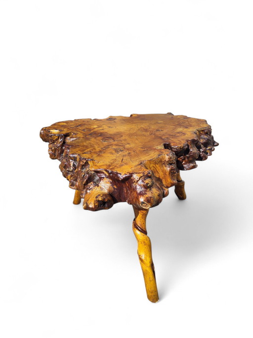 Primitive 1950s  Burlwood coffeetable