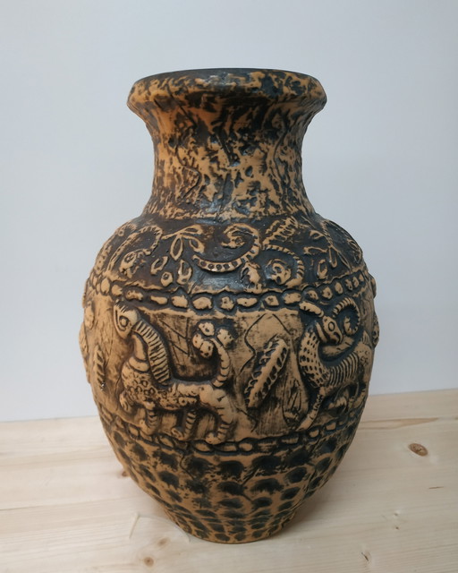 Jasba Vintage 1960s Pottery Vase (Mythical Animals)