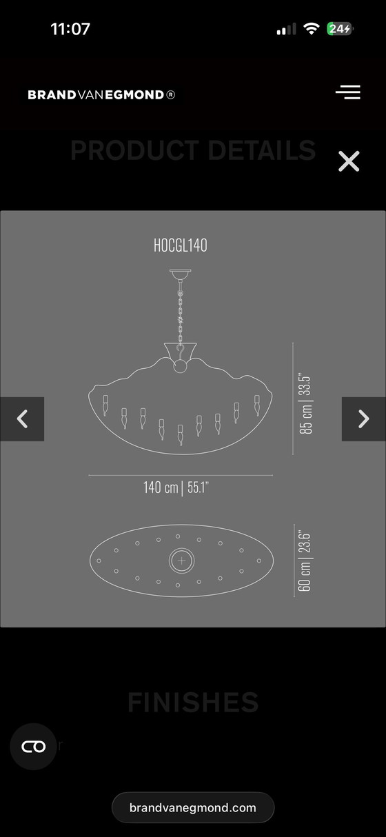 Image 1 of Lámpara de araña ovalada de la marca Egmond, Hollywood Glass Icicles