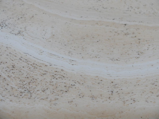 Image 1 of 1 Tavolino, acciaio inossidabile e pietra di travertino, Artelano France, anni '80.