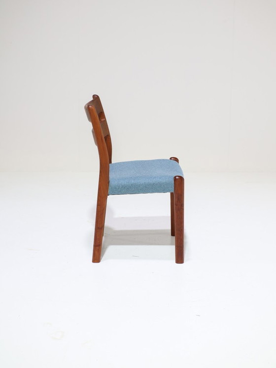 Image 1 of 4x Eetkamerstoelen EMC Møbler teak blauw Deens 1960s