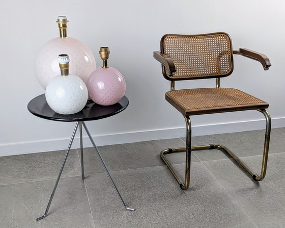 Image 1 of Set van 3 Murano glazen gloeilampen in roze en wit, Italië, 1970