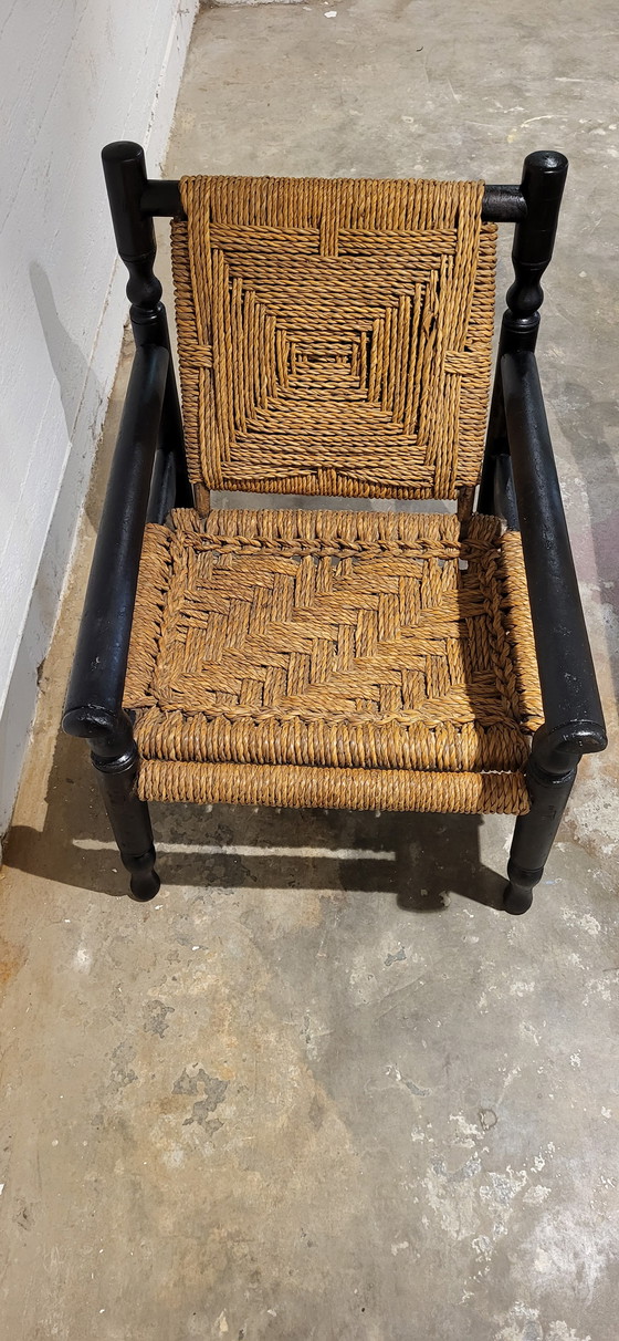 Image 1 of 2 Stühle aus Holz mit Seil im Stil von Adrien Audoux & Frida Minnet