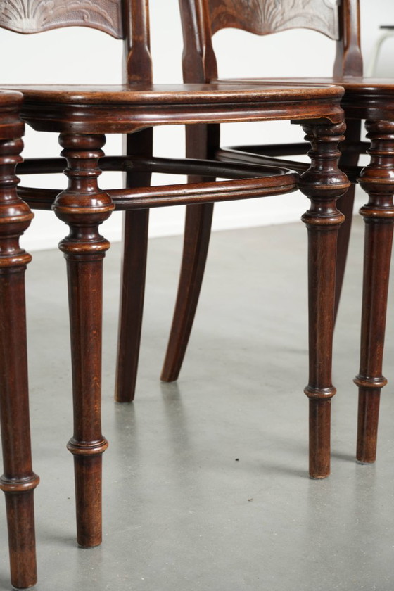 4x Antique bistro chairs from the late 18th century with bentwood in Art Nouveau style with remarkable (photo 13 of 14)