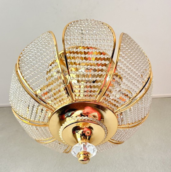 Vintage Palwa kristal plafondlamp – Plafondlampen, Messing (photo 14 of 18)