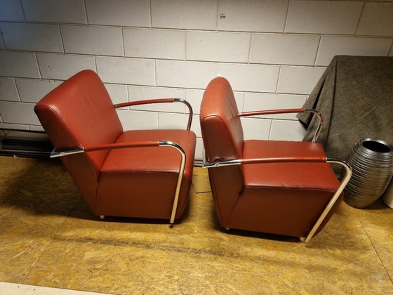 Image 1 of 2x Designer-Sessel Leder/Chrom