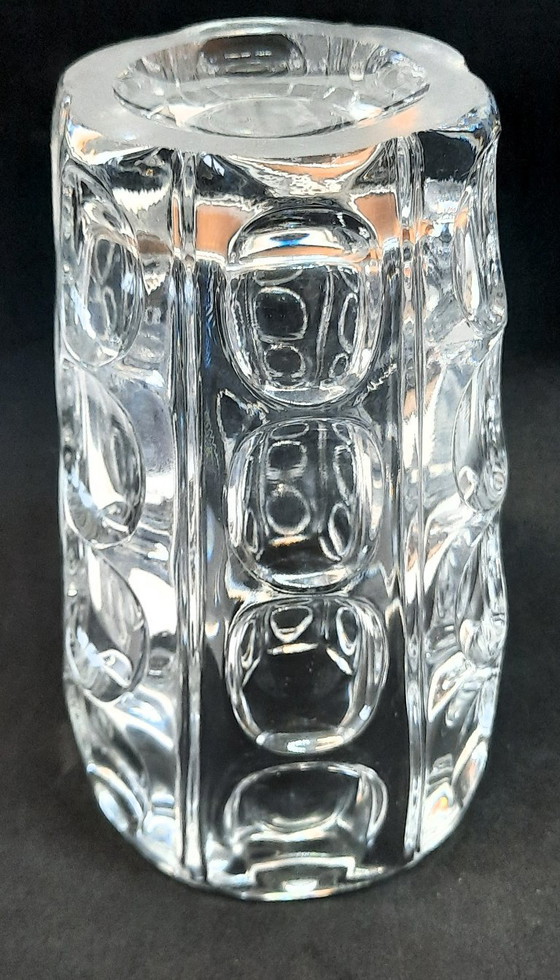 Image 1 of (W009) Ikonisches tschechisches Glas der Moderne: Vase mit konkaven ovalen Linsen – Sklo Union, 1960er-1970er Jahre