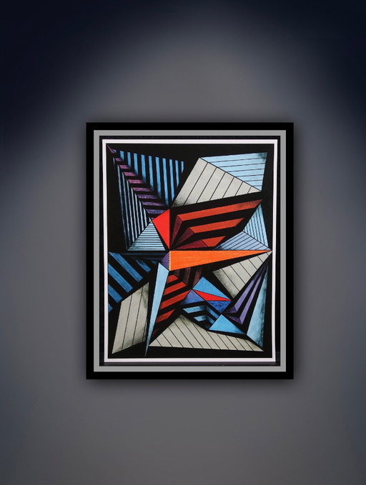 Eduard Diem: “Komposition (2), 2020”. Giclée, Op Hahnemühle Velvet. Handgesigneerd en Gegraveerd. Speciale