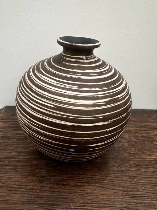 Vaso boule vintage etnique H 20 cm