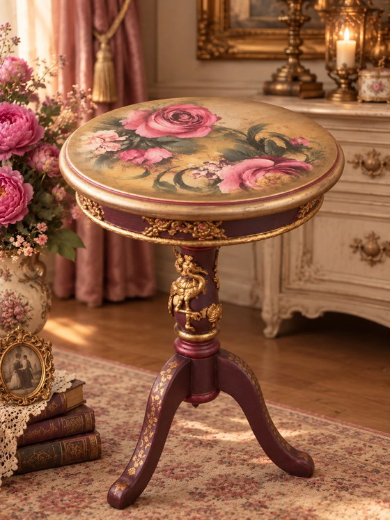 Antique Coffee Table, Wood, Purple (photo 4 of 5)