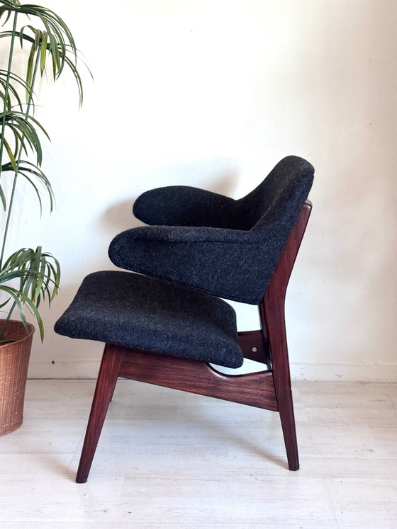 Vintage Penguin Armchair Louis van Teeffelen 1960, Wood, Wool, Brown (photo 8 of 10)