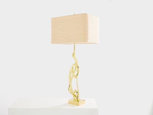 Willy Daro bronze sculpture table lamp 1970