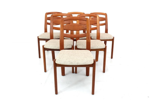 as new, Holstebro Danish Dining Chairs / Vintage Dining Chair in Teak and new Virgin Wool Cover