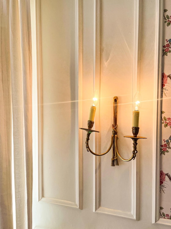 Applique da Parete Vintage Impero Francese in Ottone, 2 Luci, Neoclassico, Anni '50 – Brass (photo 5 of 5)