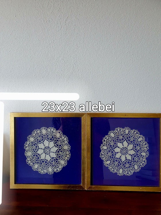 4 Cadres avec Dentelle de Bruxelles et de Malines – Décorations murales, Verre, Textile (photo 7 of 7)