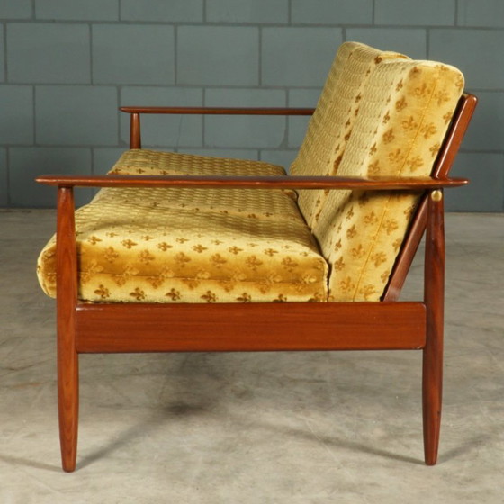 Image 1 of Vintage driezitsbank – teakhout – jaren 60/70