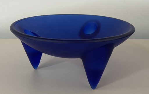 Memphis Style Blue Satin Glass Candlestick