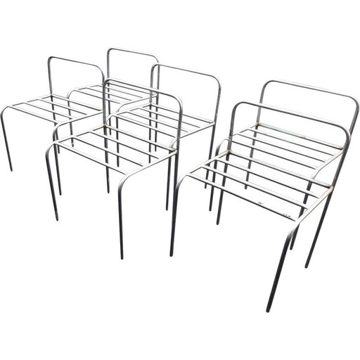 Set di 6 sedie vintage in metallo cromato, 1970
