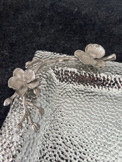 White Orchid Large Glass Tray Michael Aram