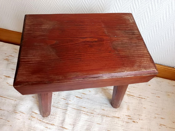 Image 1 of Vintage wooden brutalist farmhouse stool