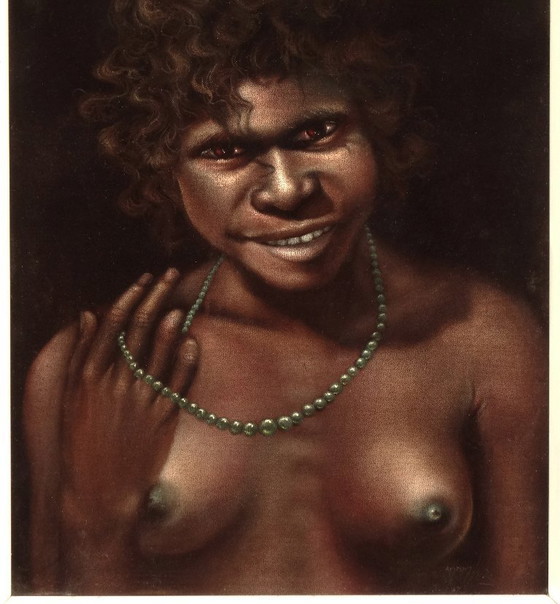 Image 1 of A couple of Aborigines, black velvet painting, 1966, Australia, natives