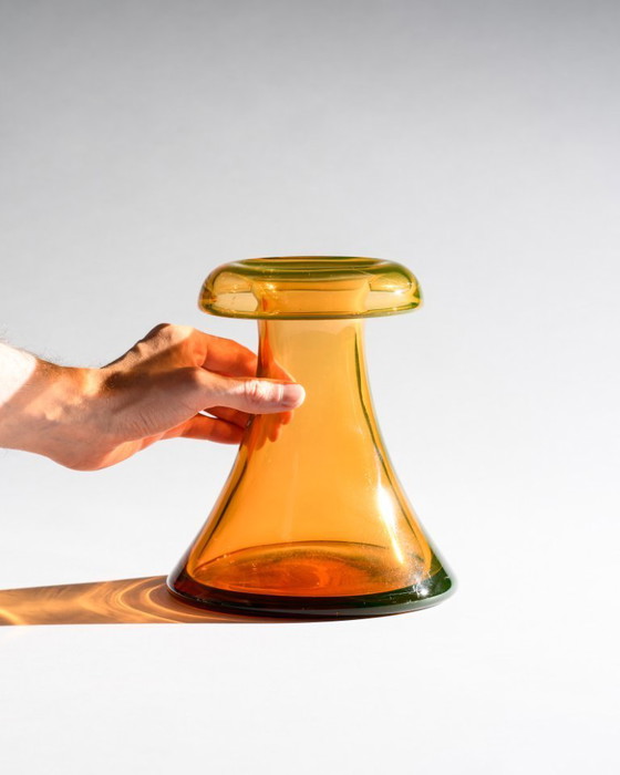 Image 1 of WMF Cari Zalloni Uranium Glass Vase Duo Space-Age Design Vintage Futurism Style