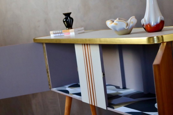 Image 1 of Restyled Mid-Century Cabinet with Graphic Details
