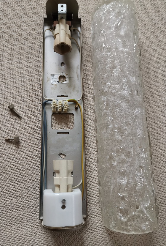 Image 1 of Set di lampade da parete in vetro ghiaccio di metà secolo