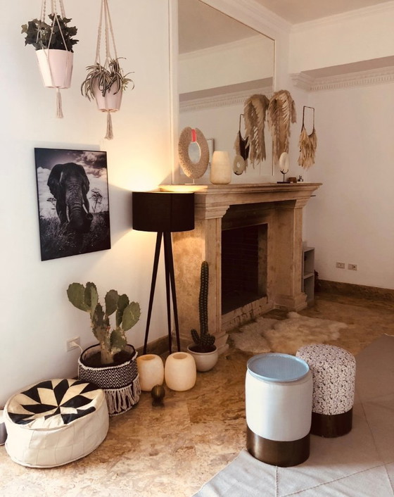 Image 1 of 2x sgabello in tessuto + fascia in metallo