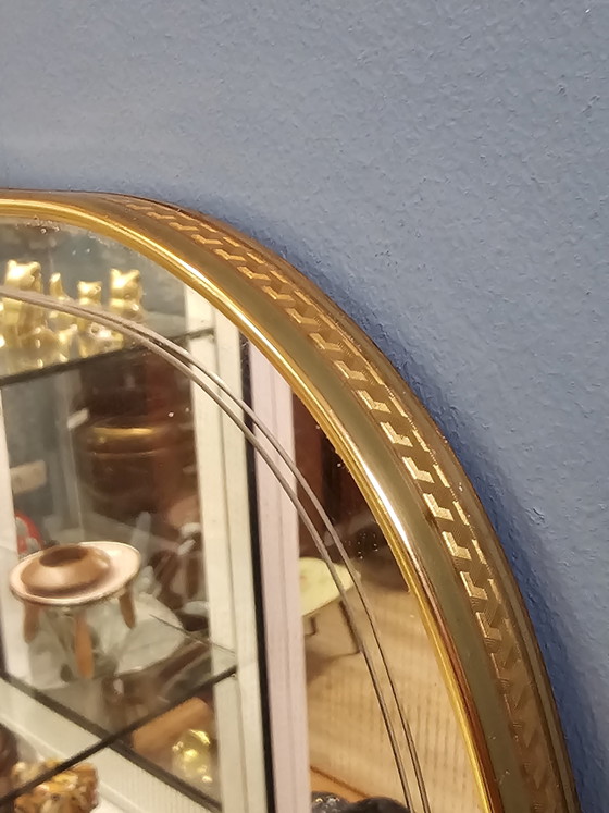 Image 1 of Specchio da parete vintage organico con tubi in ottone
