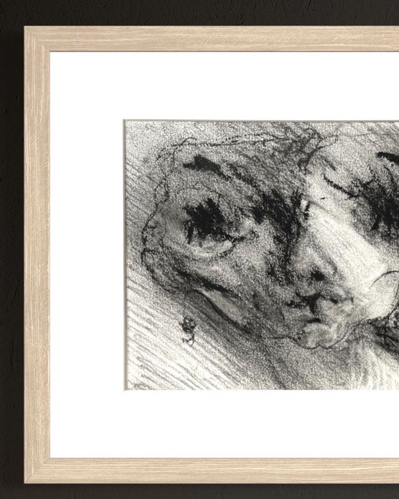 Image 1 of Robert Detheux - Magnifique portrait surréaliste - Vendu encadré 