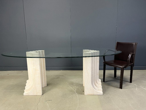 Vintage-Esstisch aus Travertin im Carlo Scarpa-Stil, 1970er Jahre