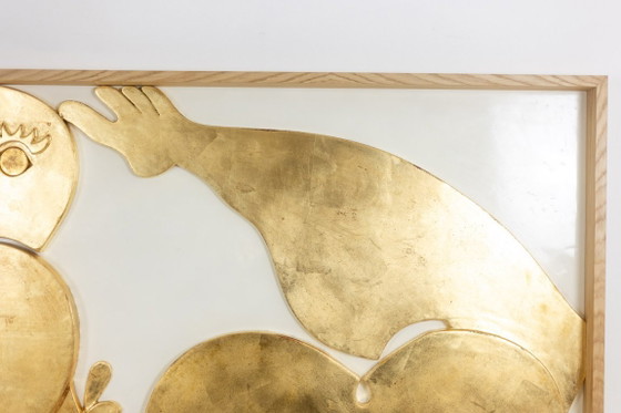 Image 1 of Bas-relief panel "I am swimming in happiness". Contemporary.